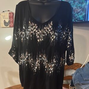 Black Sequin Women's Top